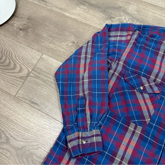 Vintage Northern Spirit Thermal Lined Flannel Blue Red Button Up Men’s Sz Large - Picture 4 of 8